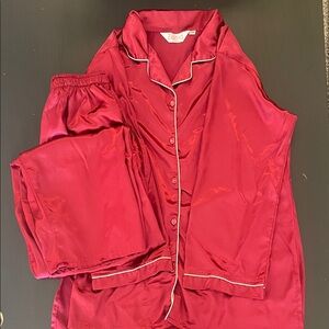 Women's Red Satin Pajama Set